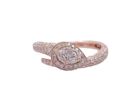 JAY FEDER 14K ROSE GOLD DIAMOND PEAR HALO RING Hot on Sale