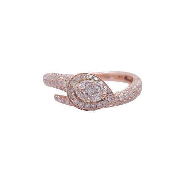 JAY FEDER 14K ROSE GOLD DIAMOND PEAR HALO RING Hot on Sale