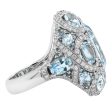 Jay Feder 18K White Gold Diamond Blue Topaz Ring Discount