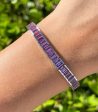 Jay Feder 14K White Gold Emerald Shaped Pink Sapphire Bracelet Cheap