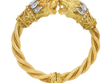 Jay Feder 18K Yellow Gold Sapphire Eyed Lion Bracelet Cheap