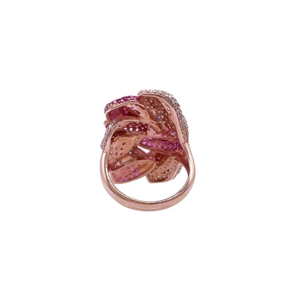 Jay Feder 14k Yellow Gold Ruby Sapphire and Diamond Fancy Leaf Ring Online Hot Sale