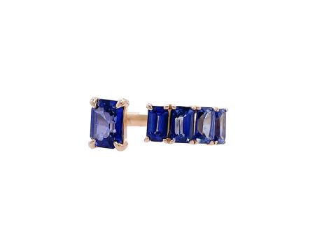 Jay Feder 14k Yellow Gold Step cut Sapphire 5 Stone Band Ring Online