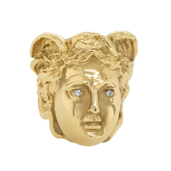 Jay Feder 18K Yellow Gold Versace-Style Face Ring For Cheap