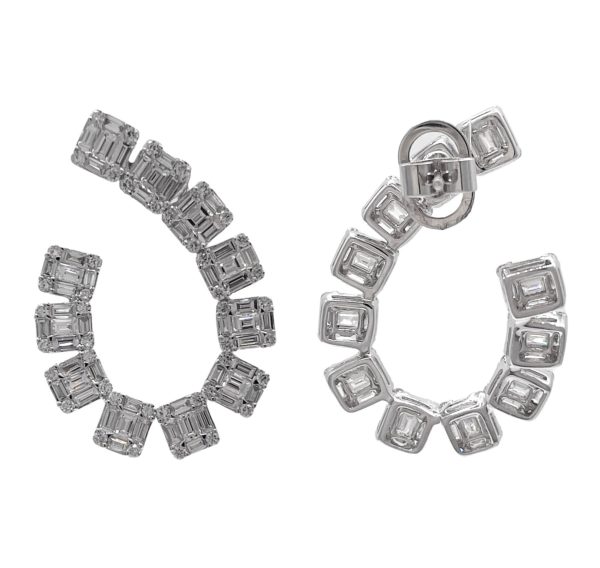 JAY FEDER 18K WHITE GOLD DIAMOND EARRINGS Fashion