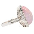 Jay Feder 18K White Gold Pink Quartz Cabochon Diamond Ring Online Hot Sale