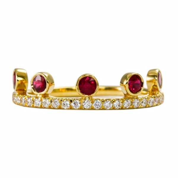 Khai Khai 18k yellow gold Ruby Diamond CROWN RING Sale