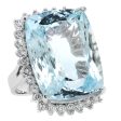 Jay Feder 14K White Gold diamond Aquamarine Ring Sale