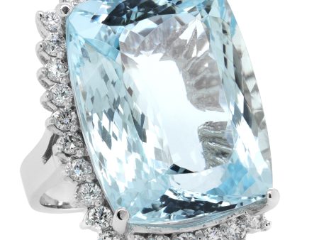 Jay Feder 14K White Gold diamond Aquamarine Ring Sale