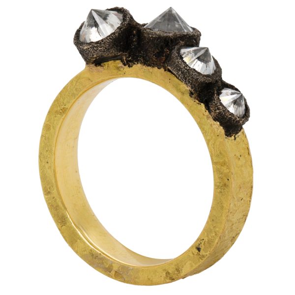 Todd Pownell 18K Yellow Gold Inverted Diamond Ring on Sale