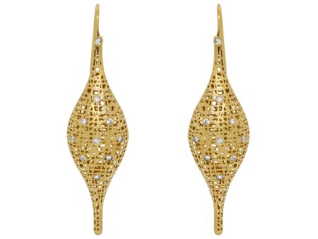 Yossi Harari 18K Yellow Gold Champagne Diamond Florentine Earrings Fashion