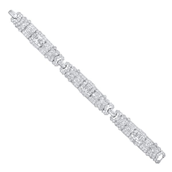 Jay Feder Platinum Art Deco Diamond Bracelet Supply