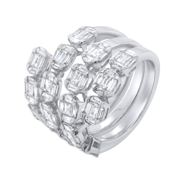 Jay Feder 18K White Gold Diamond Cluster Spiral Ring on Sale