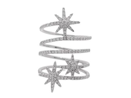 Jay Feder 18K White Gold Diamond Wrap Starburst Ring For Sale