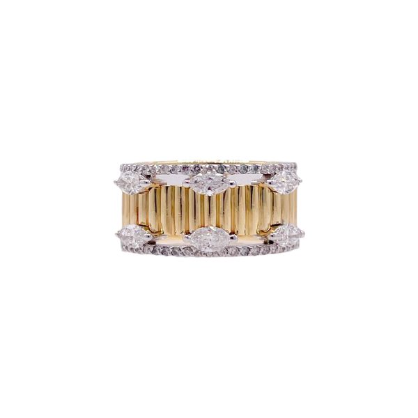 Jay Feder 18k Two Tone Gold Diamond Band Ring Supply