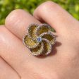 Jay Feder 18k Yellow Gold Yellow Pink and White Diamond Flower Ring Hot on Sale