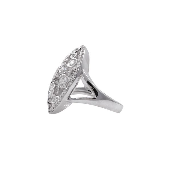 JAY FEDER 18K WHITE GOLD DIAMOND BEZEL SET OVAL RING Online Hot Sale