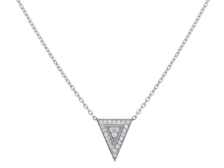 Jay Feder 18K White Gold Diamond Triangle Pendant Necklace on Sale