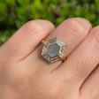 JAY FEDER 14K YELLOW GOLD LABRADORITE DIAMOND HEXAGON RING Supply