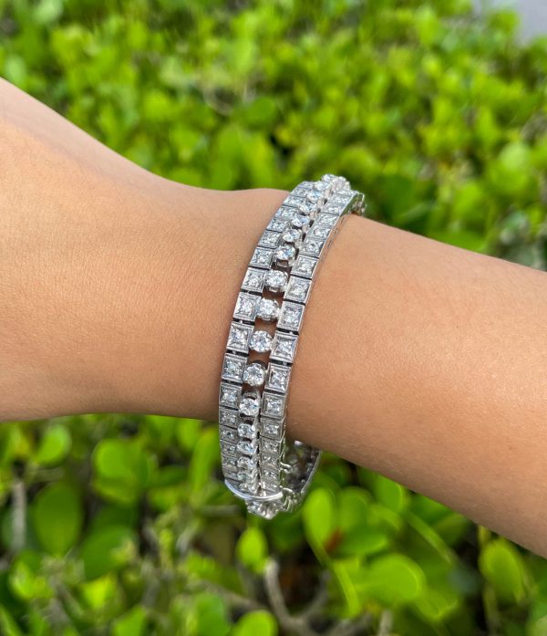 Jay Feder Platinum Diamond Art Deco Bracelet with Extender for Choker on Sale