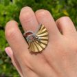 JAY FEDER 18K TWO TONE GOLD DIAMOND FAN PLISSE RING Cheap