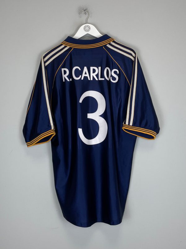 1998 00 REAL MADRID R.CARLOS #3 AWAY SHIRT (XL) ADIDAS For Sale