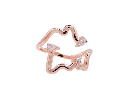 Jay Feder 18k Rose Gold Diamond Freeform Cocktail Ring Online Sale