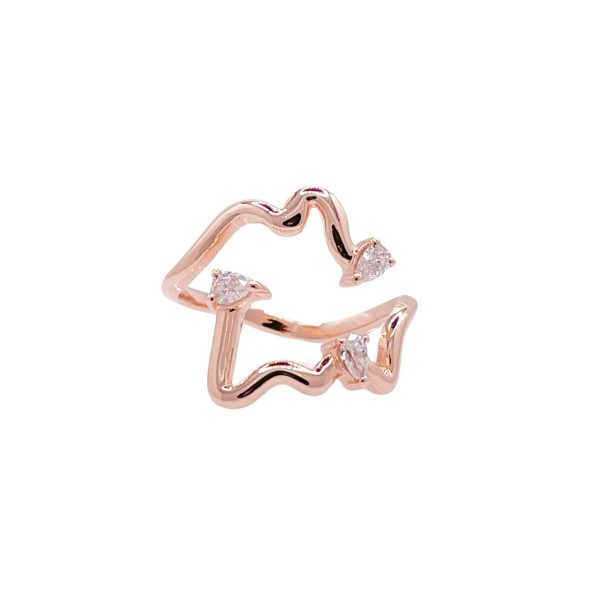 Jay Feder 18k Rose Gold Diamond Freeform Cocktail Ring Online Sale