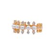 Jay Feder 14k Yellow Gold Diamond Pearl and Diamond Spike Band Ring For Cheap