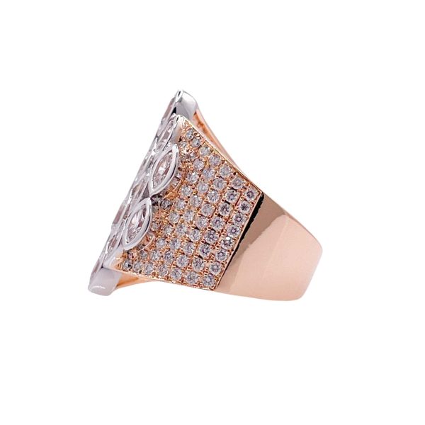 Jay Feder 18k Two Tone Gold Diamond Cocktail Ring For Sale