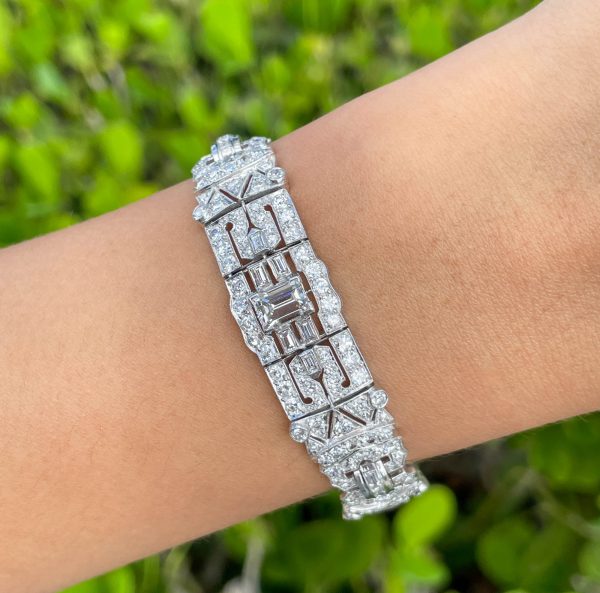 Jay Feder Platinum Art Deco Diamond Bracelet Supply