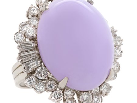 Jay Feder Lavender Jade Diamond 14K White Gold Ring Online Hot Sale