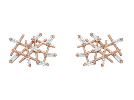 Suzanne Kalan 18K Rose Gold Baguette Diamond Post Earrings For Discount