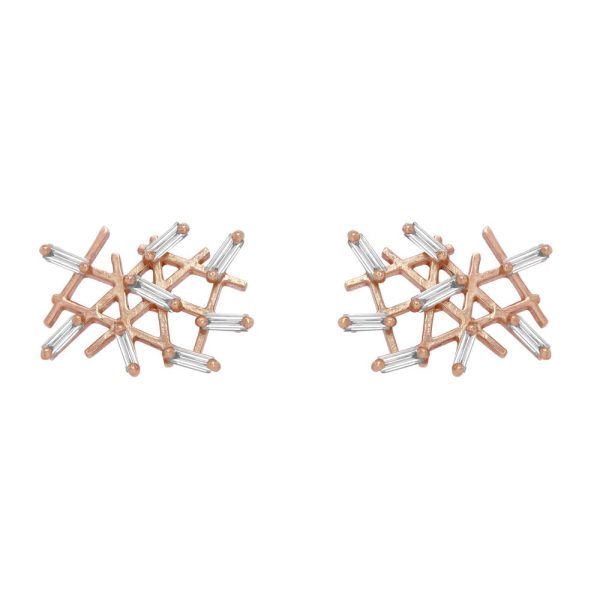 Suzanne Kalan 18K Rose Gold Baguette Diamond Post Earrings For Discount