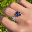 Jay Feder 18k White Gold Diamond Sapphire Flower Cluster Crossover Ring Hot on Sale