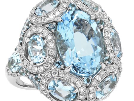 Jay Feder 18K White Gold Diamond Blue Topaz Ring Discount