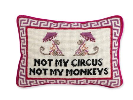 Not My Circus Needlepoint Pillow For Cheap