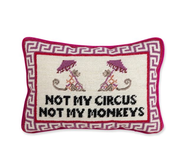 Not My Circus Needlepoint Pillow For Cheap