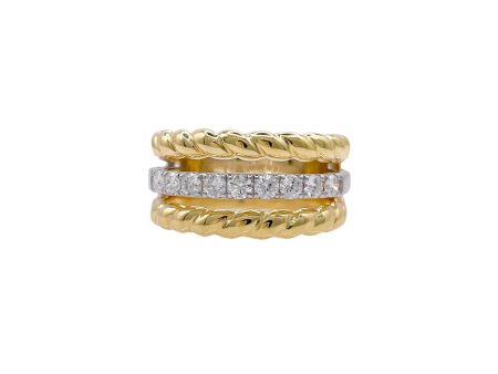 JAY FEDER 14K TWO TONE GOLD DIAMOND BRAIDED BAND RING For Cheap