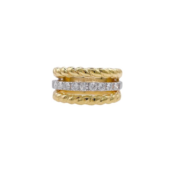 JAY FEDER 14K TWO TONE GOLD DIAMOND BRAIDED BAND RING For Cheap