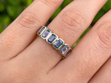 Jay Feder 14k yellow Gold Sapphire and Goldstone Band Ring For Cheap