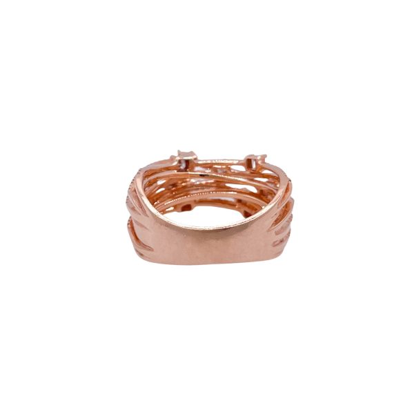 Jay Feder 14k Rose Gold Princess and Round Diamond Multi Line Band Ring Online now