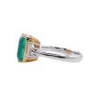 Jay Feder 18k Two Tone Gold Green Emerald and Diamond Three-stone Ring Online Sale