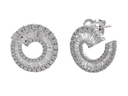 JAY FEDER 18K WHITE GOLD DIAMOND C SHAPE EARRINGS For Cheap