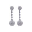 Jay Feder 18k White Gold Diamond Pave Ball Drop Dangle Earrings Cheap