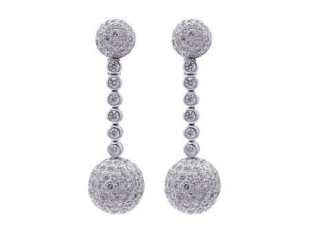 Jay Feder 18k White Gold Diamond Pave Ball Drop Dangle Earrings Cheap