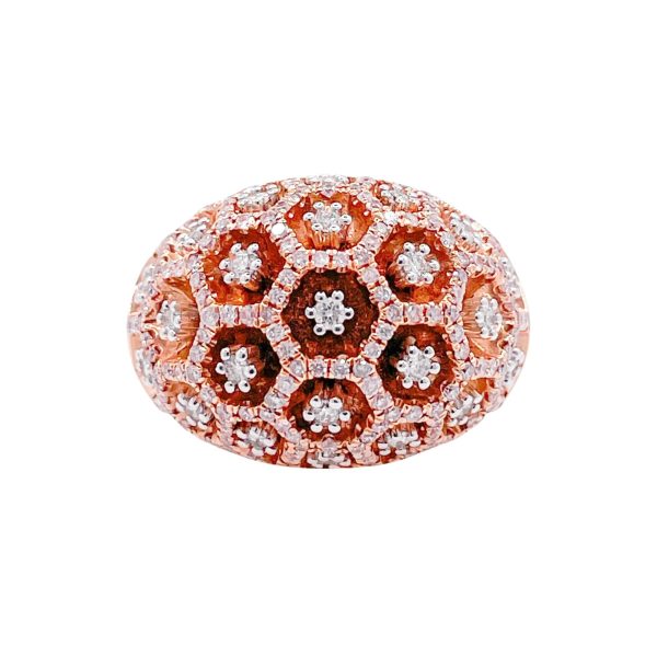 Jay Feder 18k Rose Gold Diamond Dome Ring on Sale