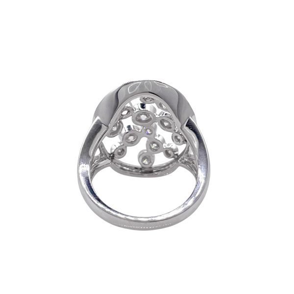 JAY FEDER 18K WHITE GOLD DIAMOND BEZEL SET OVAL RING Online Hot Sale