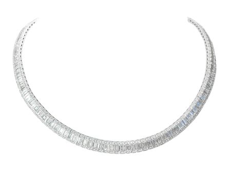 JAY FEDER 18K WHITE GOLD DIAMOND GRADUATED NECKLACE Cheap