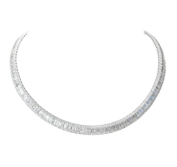 JAY FEDER 18K WHITE GOLD DIAMOND GRADUATED NECKLACE Cheap